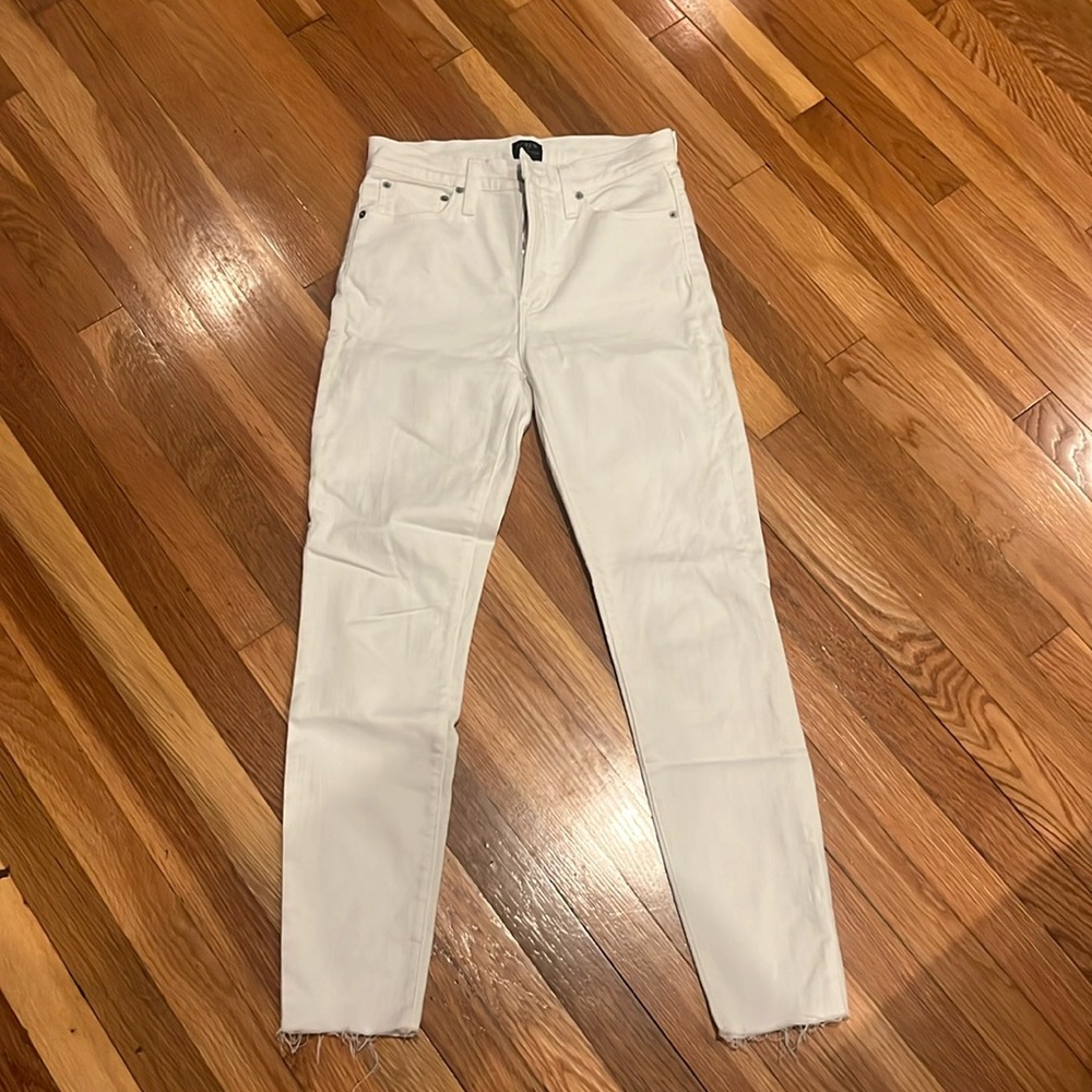 J. Crew High Rise White Skinny Jeans